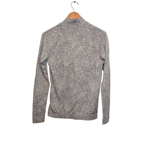 Smartwool Women's Large Thermal Merino Quarter Zip Base Layer Gray Floral - Picture 3 of 13